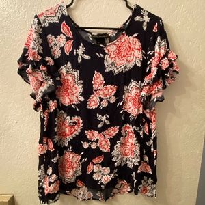 Lane Bryant Blue Floral Blouse